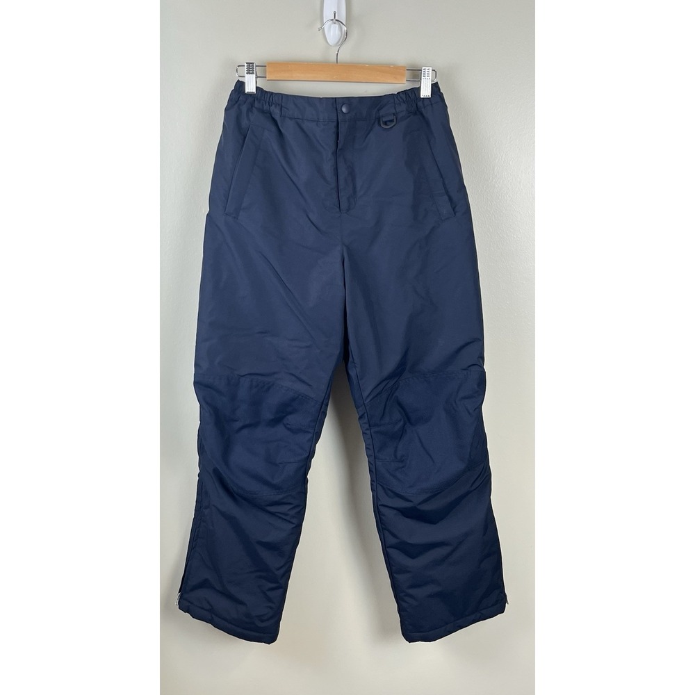 Lands End Snow Pants Kids Sz 18 Navy Blue Elastic Waist Ski Winter Sports
